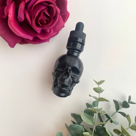 1oz matte black skull dropper bottle, empty glass - Picture 4 of 4